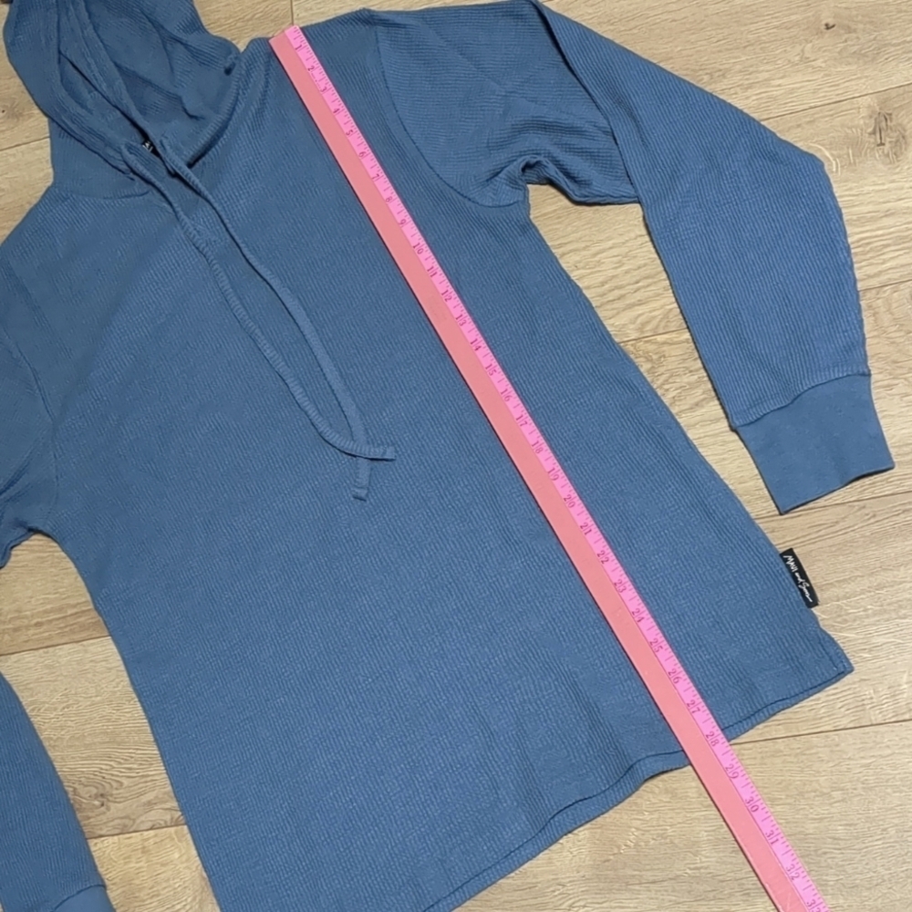 Maui And Sons Hooded Thermal Top Sage Green Long Sleeve Size Medium - Picture 3 of 7